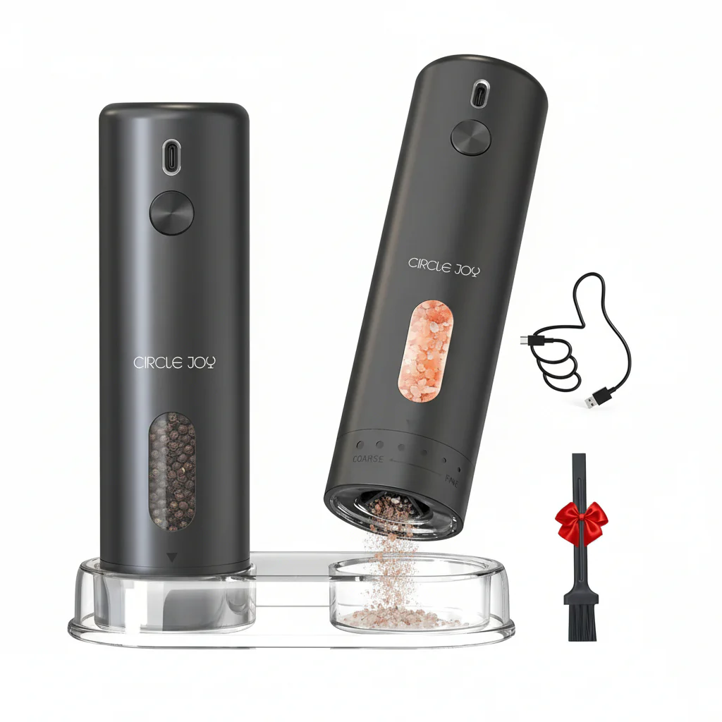Electric Salt Pepper Grinder Set USB Rechargeable Charging Base ProMax