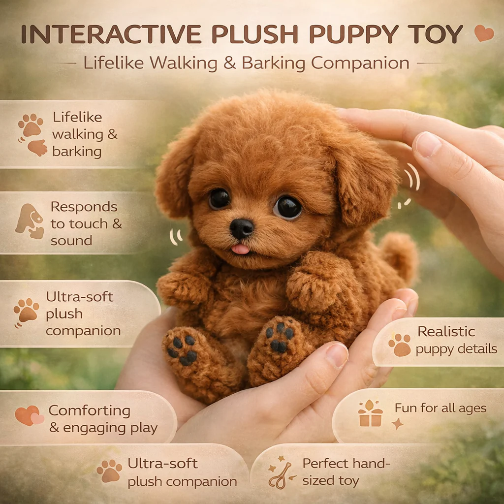 Puppy Toy Interactive Plush Lifelike Companion Walking Barking
