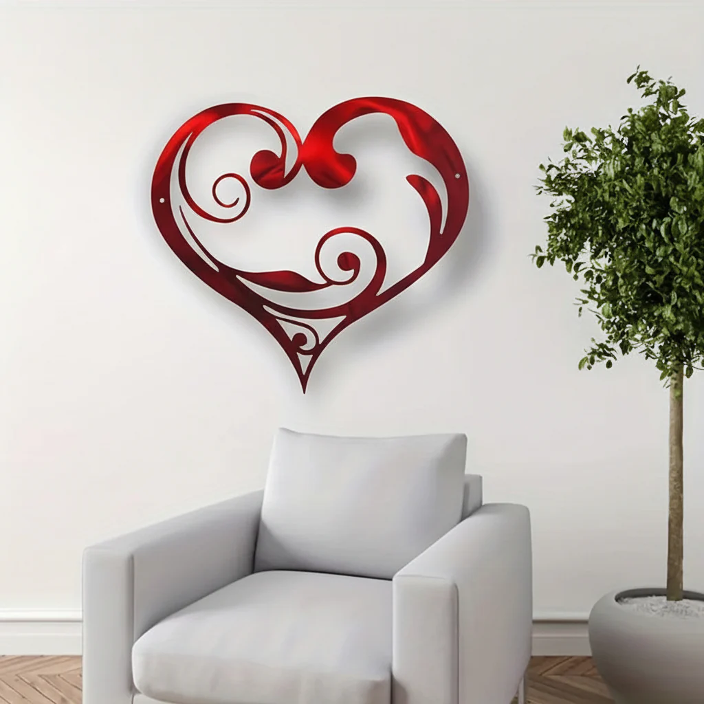 Wall Art Metal Heart Floral Design Vintage Home Decor