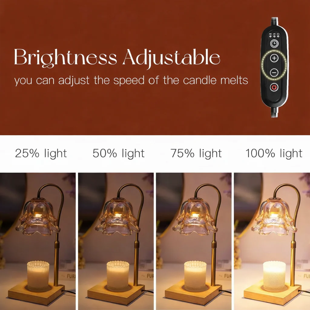 Candle Warmer Lamp Flower Glass Gold Electric Wax Melt Heater