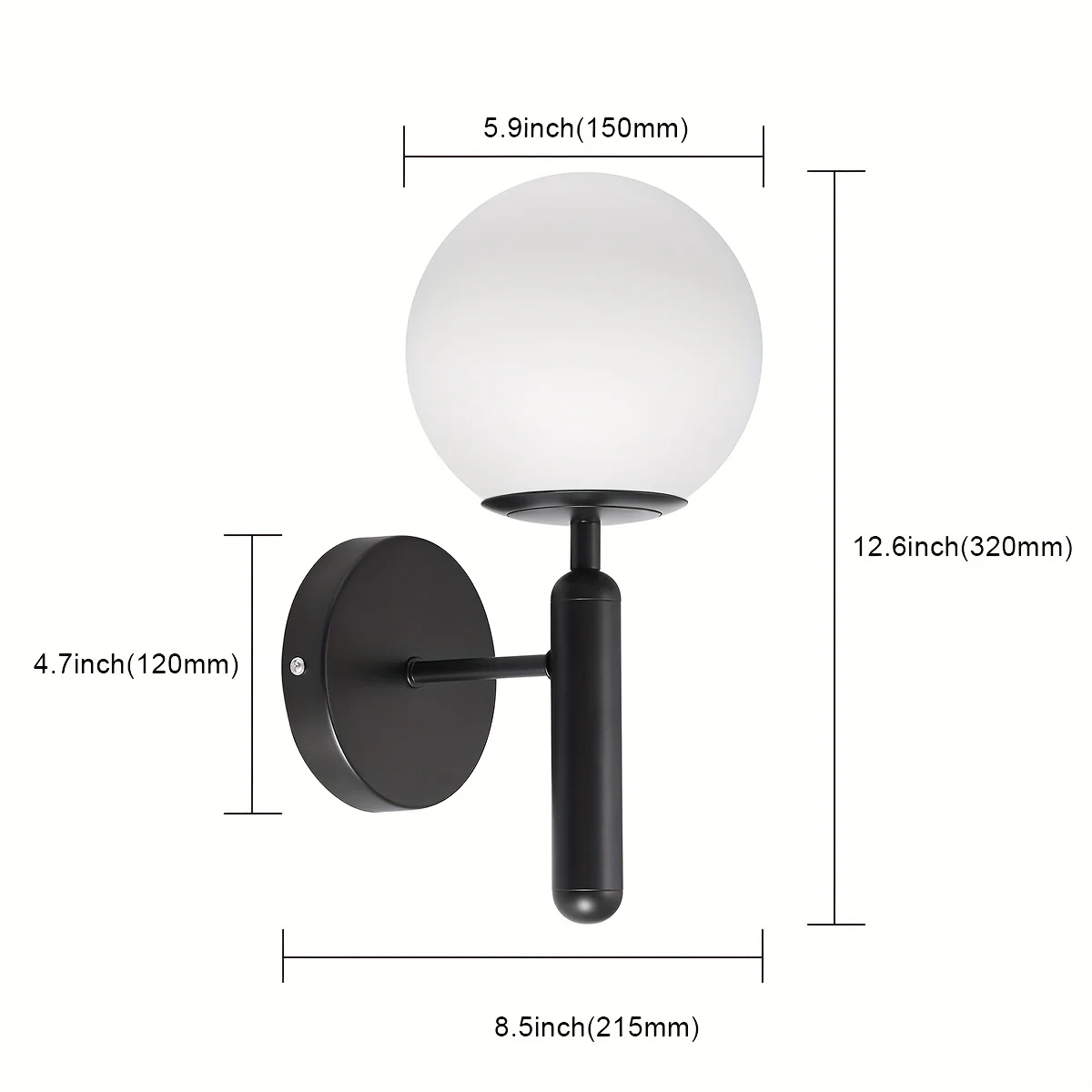 Modern Glass Globe Wall Sconce | Polished Metal Semi-Flush Mount Fixture