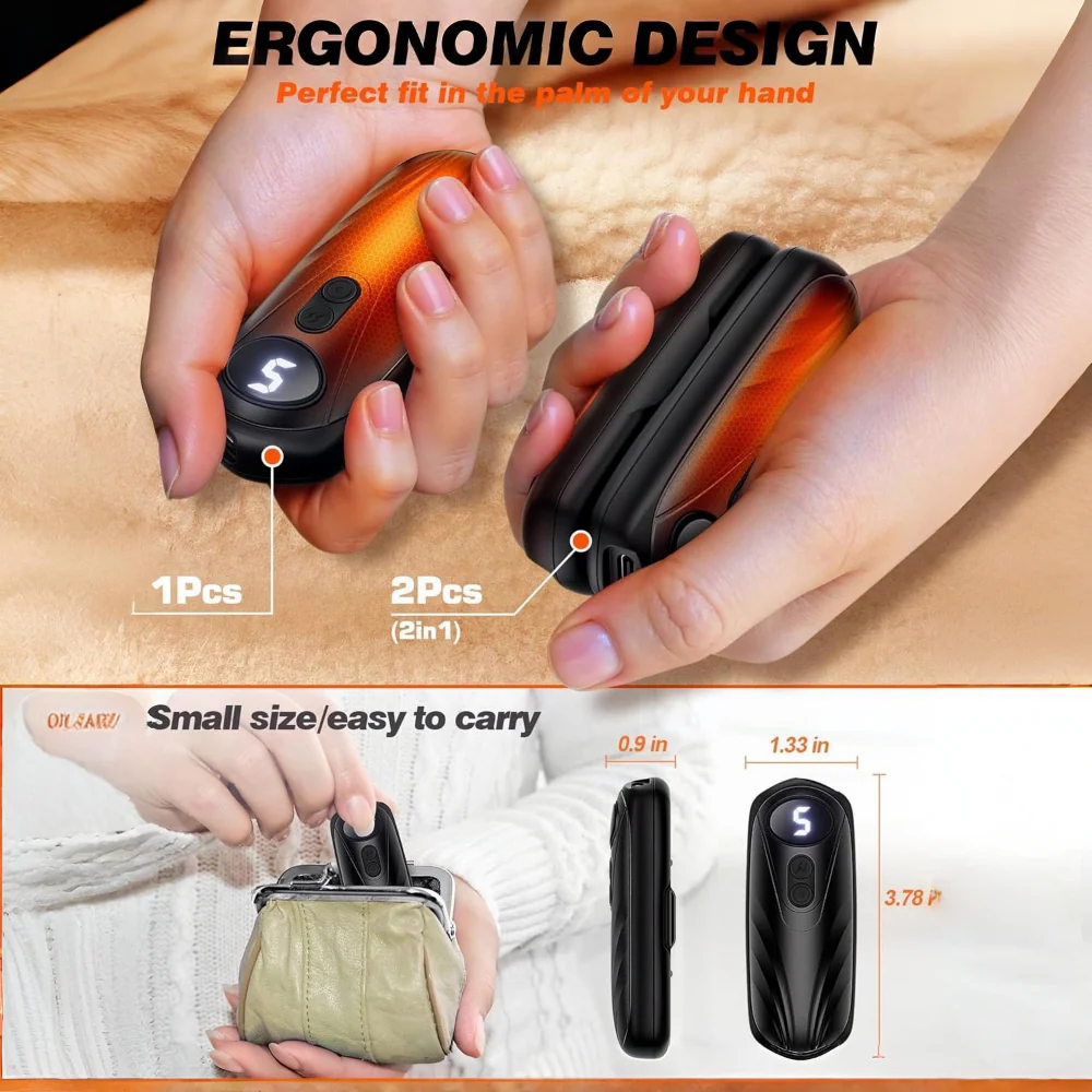 Hand Warmers Rechargeable LED Pocket Heater Set