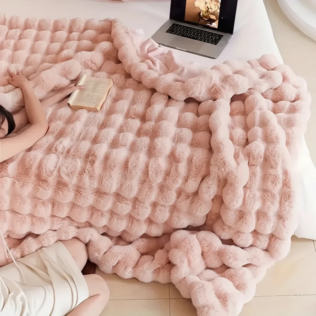 Throw Blanket Faux Fur Plush Soft Cozy Sofa Bed Cover