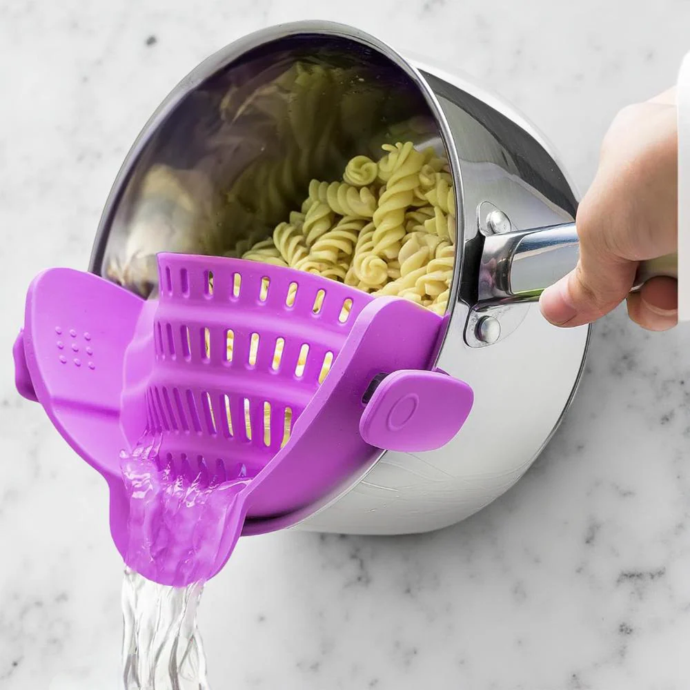 Kitchen Strainer Clip Style Pot Pasta Colander Silicone