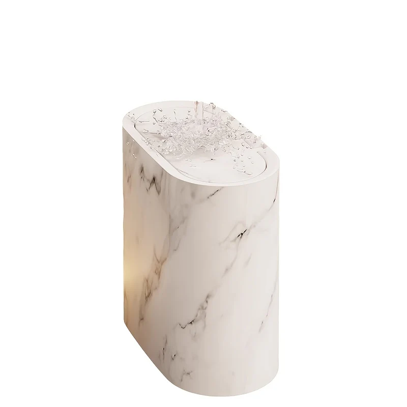 Marble Pattern Trash Can | Modern Bathroom & Kitchen Bin with Lid