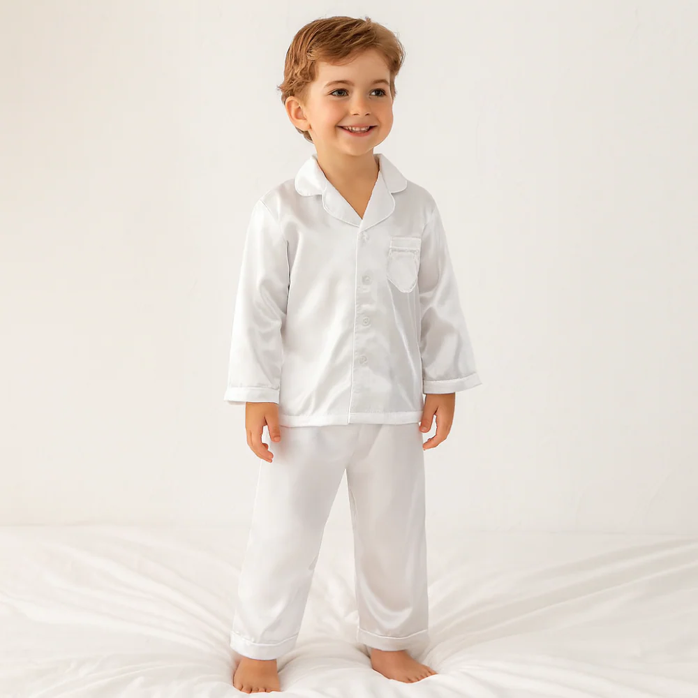 Kids Pajama Set Button Top Pants Sleepwear