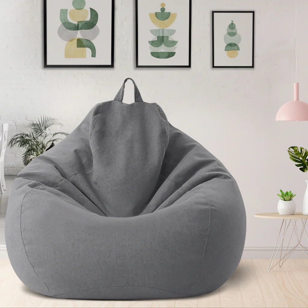 Bean Bag Chair Linen Ergonomic Lounger Home Relaxation