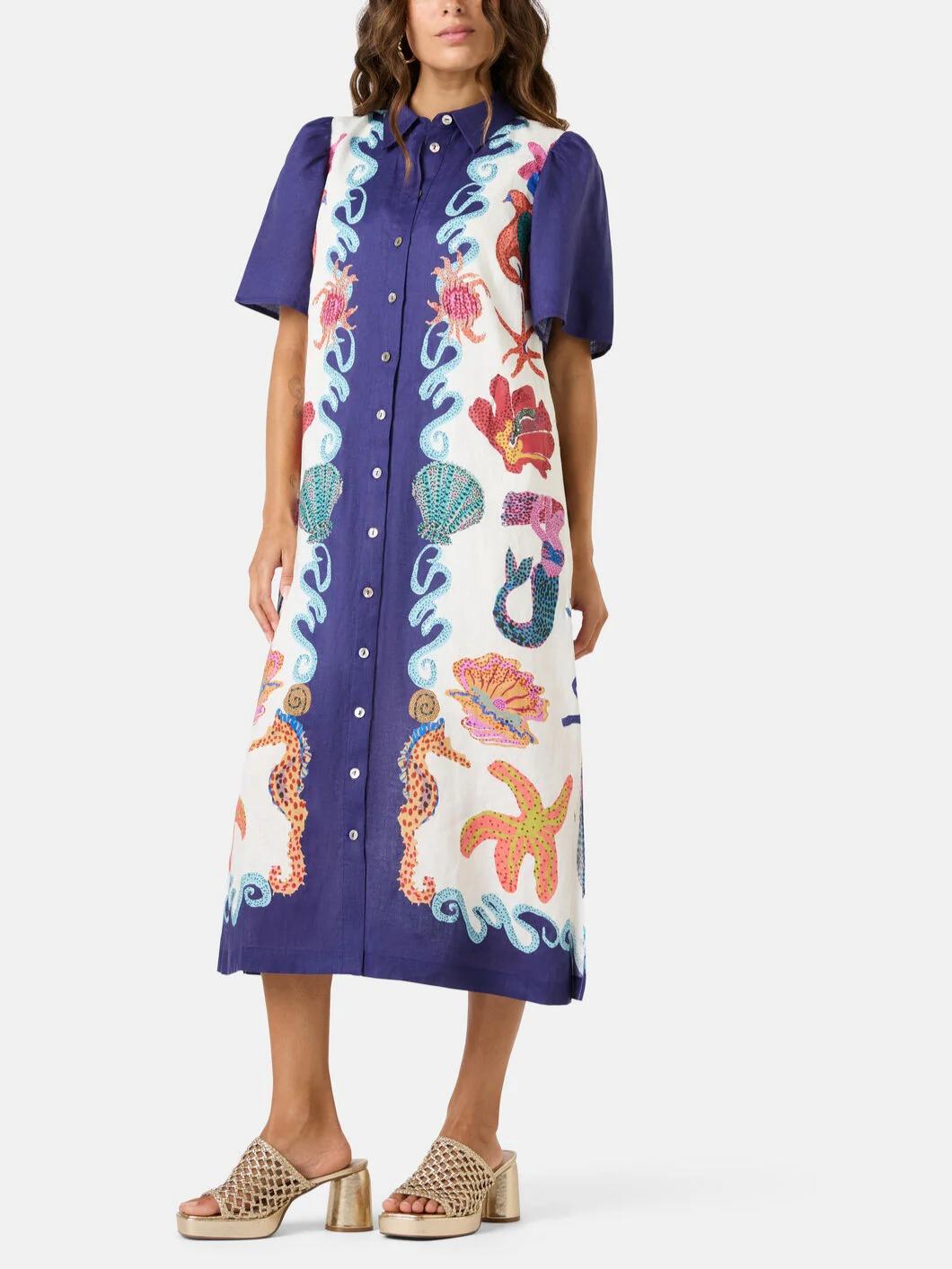 Mermaid Print Summer Midi Dress